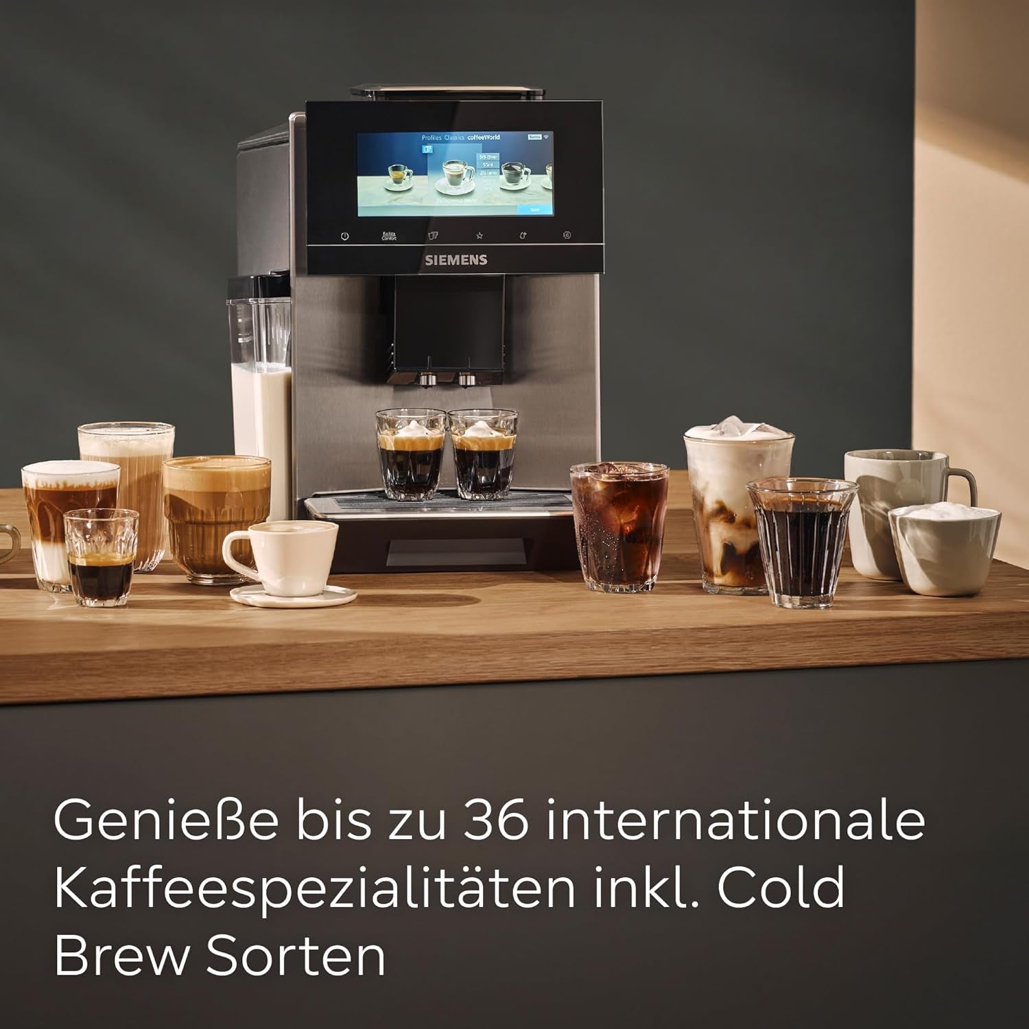 Siemens EQ900 TQ903D03 Automatisk espressomaskin, Appkontroll, Intuitiv Touch Display, Barista Mode, AromaBoost, Brusreducering, Premium Grinder, Automatisk Ångrengöring, 1500 W, Rostfritt stål