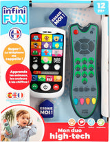 My Duo högteknologisk telefon + fjärrkontroll - 1 trespråkig franska/engelska/spanska fjärrkontroll och 1 ultrarealistisk telefon - multiaktivitetslärande leksak från 12 år gamla leksaker Bebe Naty Shop