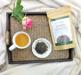 Löst jasminte 100 g, naturligt smaksatt jasminblommagrönt te, jasmingrönt te med en uttalad jasminsmak, Teaclub Green Tea