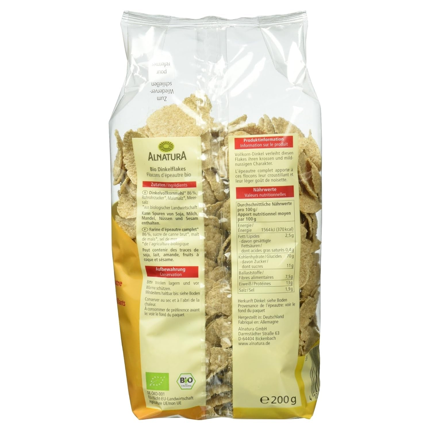 Ekologiska dinkelflingor, 200g