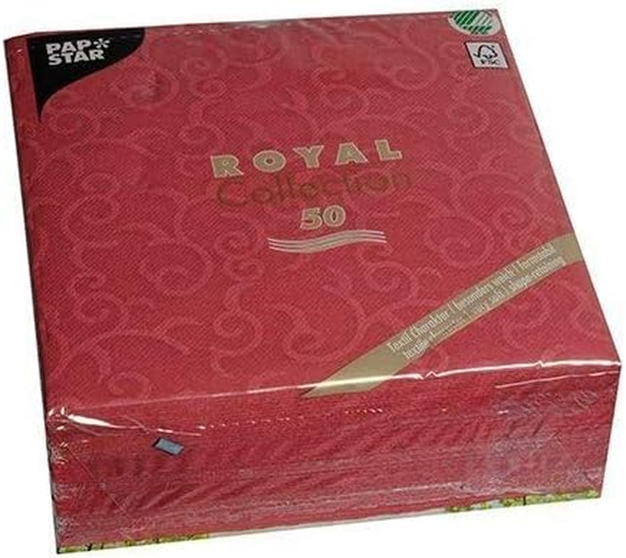 Papstar, 50 servetter "ROYAL Collection" 1/4-faldig 40 Cm X 40 Cm Bordeaux "Casali", #84880