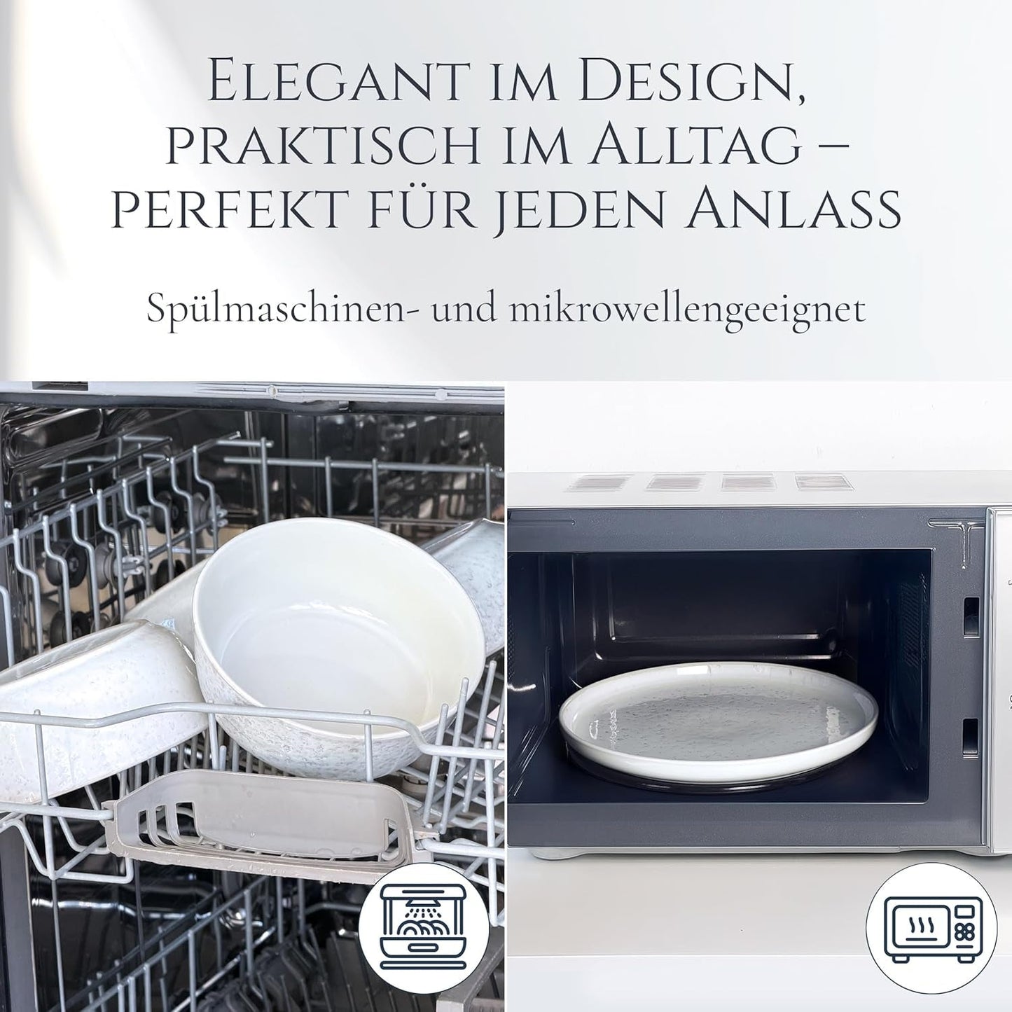 48-delars keramiskt stengods servisset för 12, Ibiza design, TESTVINNARE. Ett underbart keramiskt medelhavsservis av stengods med skålar och tallrikar. Pure Living servisset, beige.