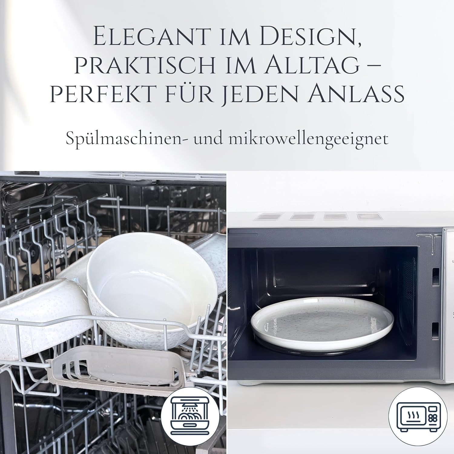 48-delars keramiskt stengods servisset för 12, Ibiza design, TESTVINNARE. Ett underbart keramiskt medelhavsservis av stengods med skålar och tallrikar. Pure Living servisset, beige.