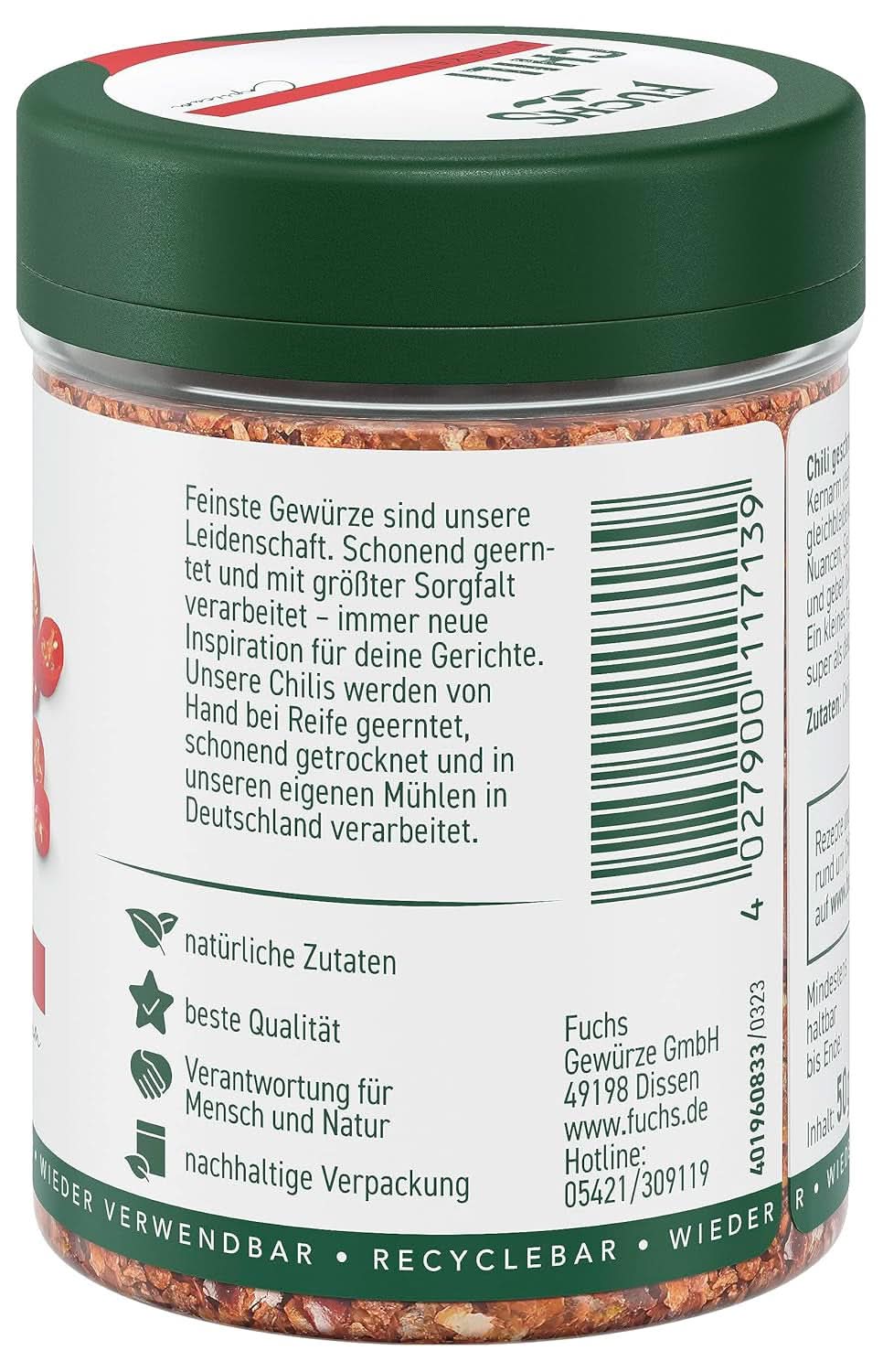 Fuchs Chili flakes, 50 gram Condiments Naty Shop