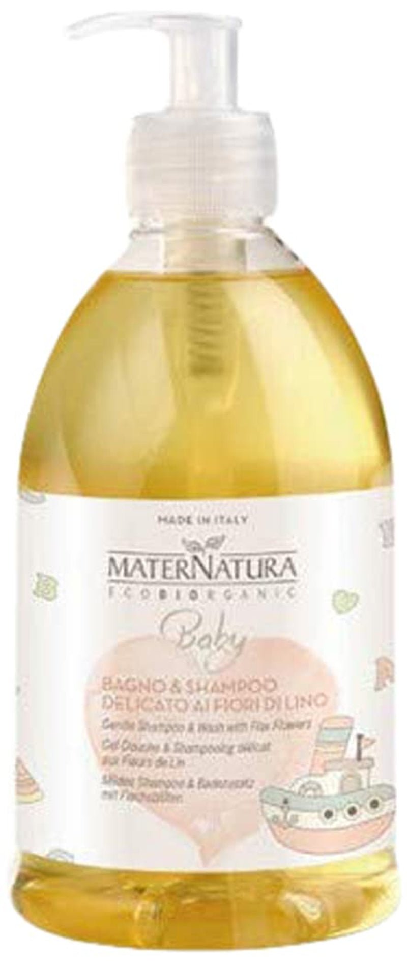 Delikat bad och schampo för barn med linblommor, duschgel och schampo för barn och bebisar, Made in Italy - 500 ml Barn - Bad och hudvård Naty Shop Standardtitel