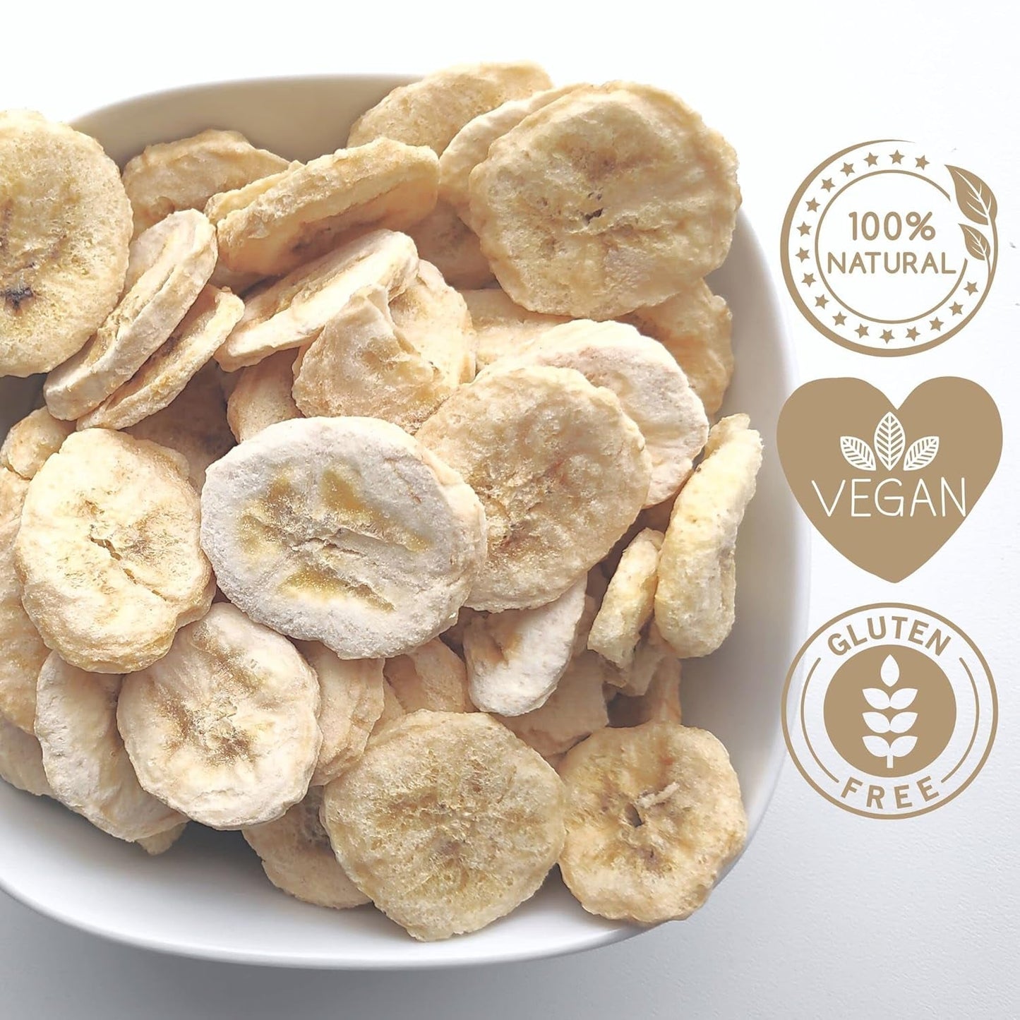 Frystorkade bananer | Paket 120g Torkade bananer utan socker | Frystorkad banan | Bananer med torkad frukt | Frystorkade färska bananer | Frystorkade bananskivor Naty Shop torkade produkter