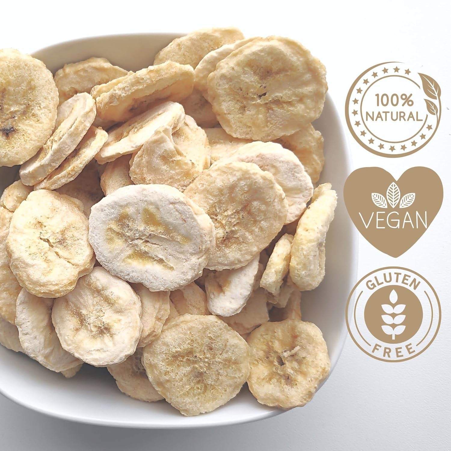 Frystorkade bananer | Paket 120g Torkade bananer utan socker | Frystorkad banan | Bananer med torkad frukt | Frystorkade färska bananer | Frystorkade bananskivor Naty Shop torkade produkter