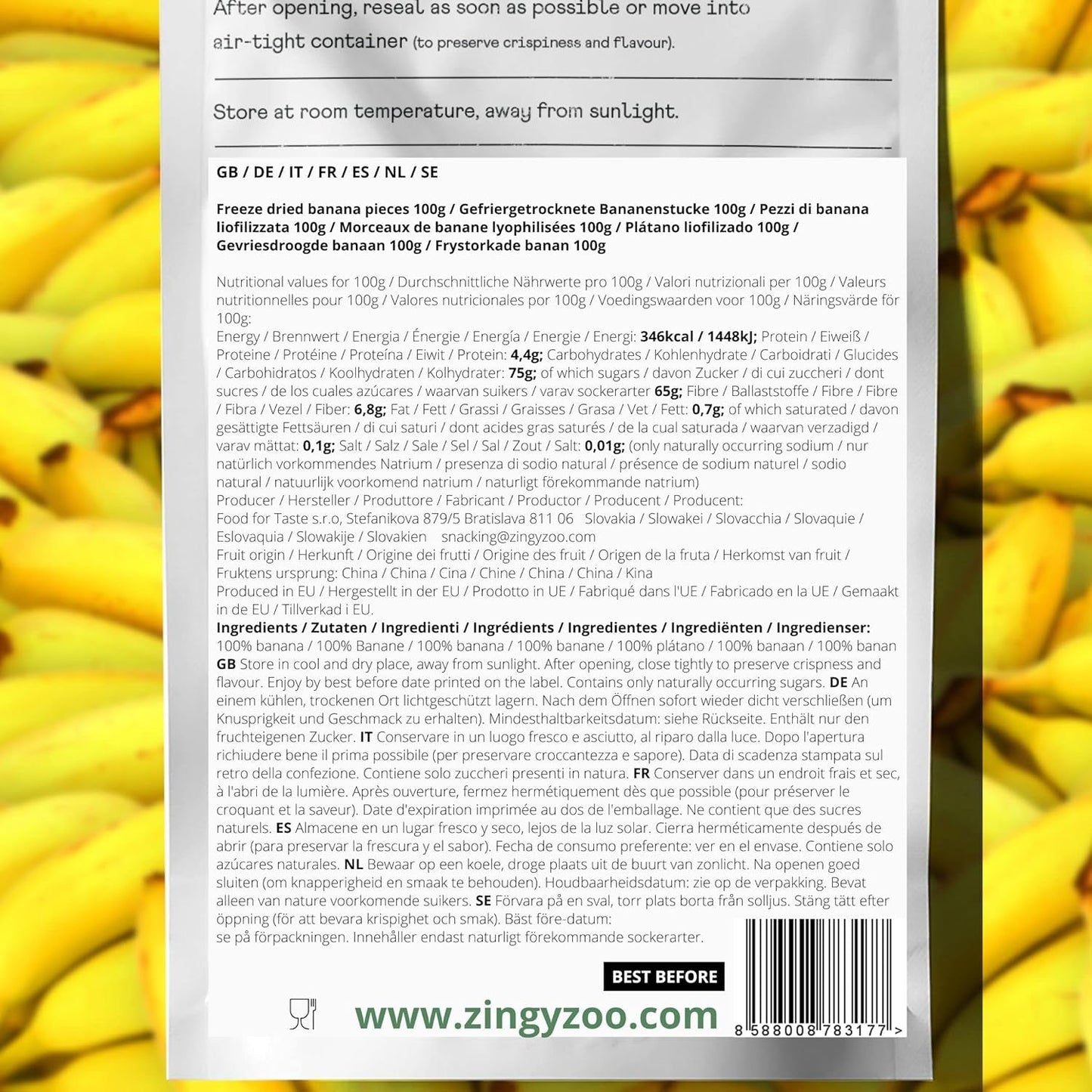Frystorkade bananer | Paket 120g Torkade bananer utan socker | Frystorkad banan | Bananer med torkad frukt | Frystorkade färska bananer | Frystorkade bananskivor Naty Shop torkade produkter