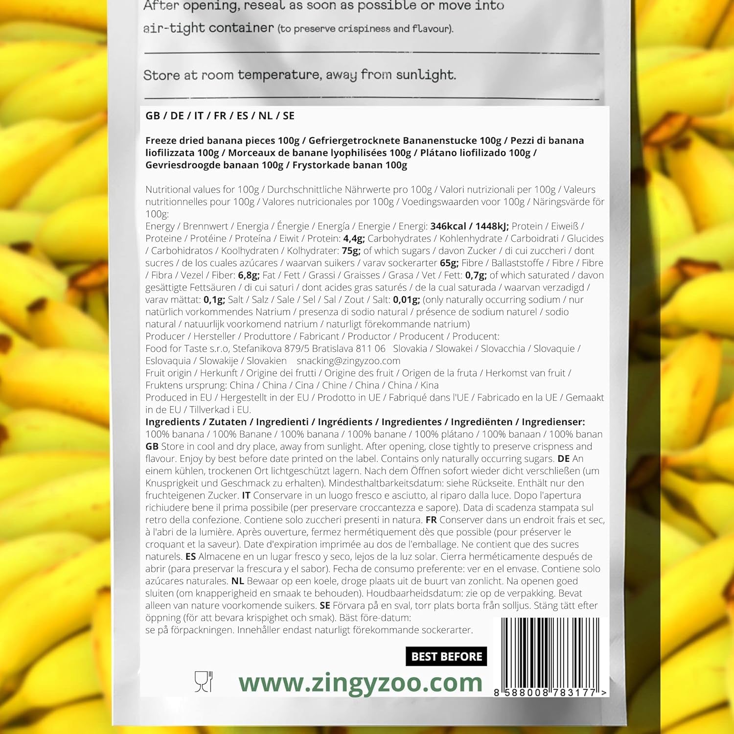 Frystorkade bananer | Paket 120g Torkade bananer utan socker | Frystorkad banan | Bananer med torkad frukt | Frystorkade färska bananer | Frystorkade bananskivor Naty Shop torkade produkter