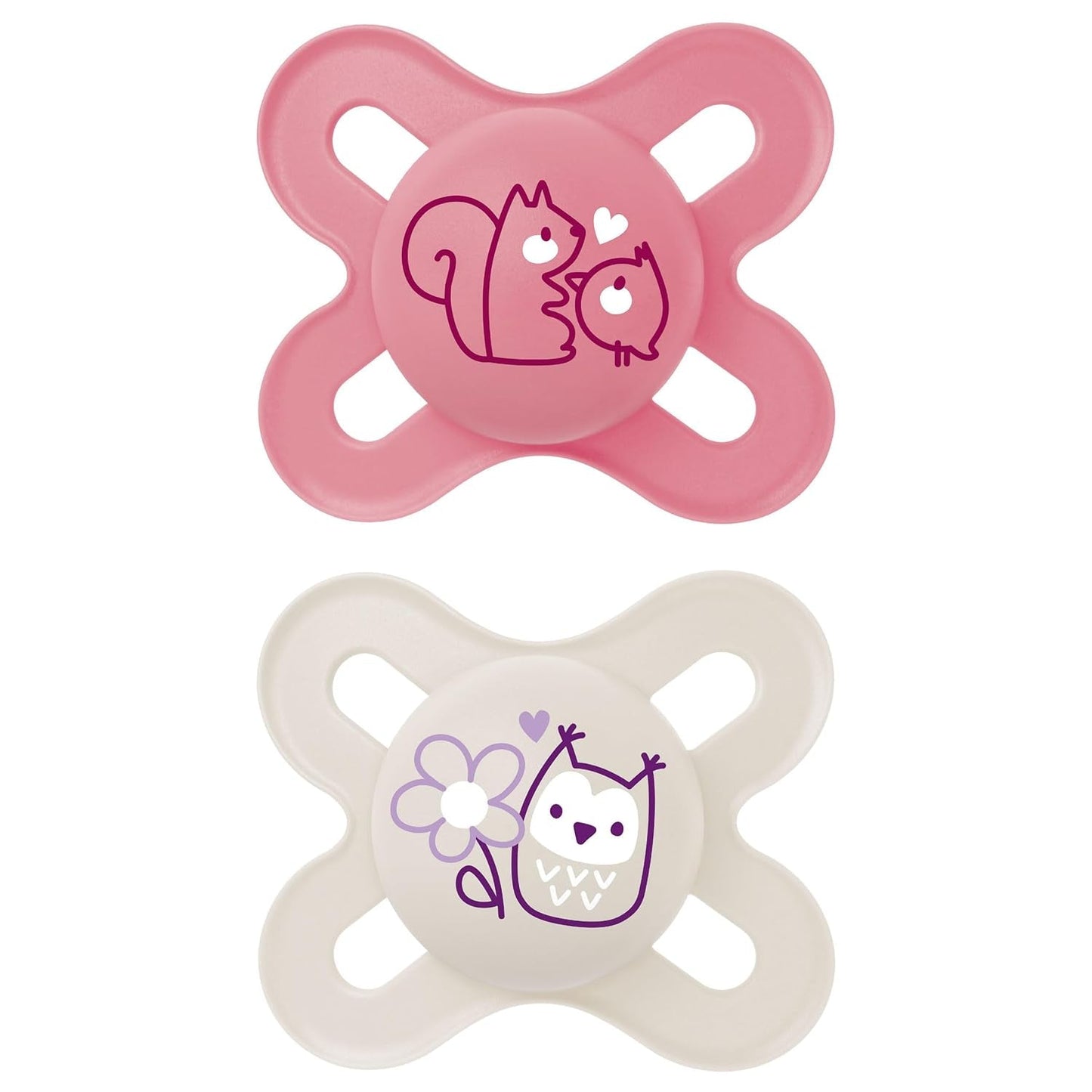 MAM Baby Napp 0-2 Månader Symmetrisk Platt Flexibel Nippel Mjuk Silikon Lätt att använda Med Självsteriliserande Box Original Neutral Matt 2 Stk