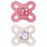MAM Baby Napp 0-2 Månader Symmetrisk Platt Flexibel Nippel Mjuk Silikon Lätt att använda Med Självsteriliserande Box Original Neutral Matt 2 Stk