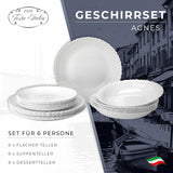 Servis set för 6 - 18 stycken - Opalglas servisset - vitt servisset - skål och tallrik set - modernt servis - tallrikar - bordsservering - servisset för 6
