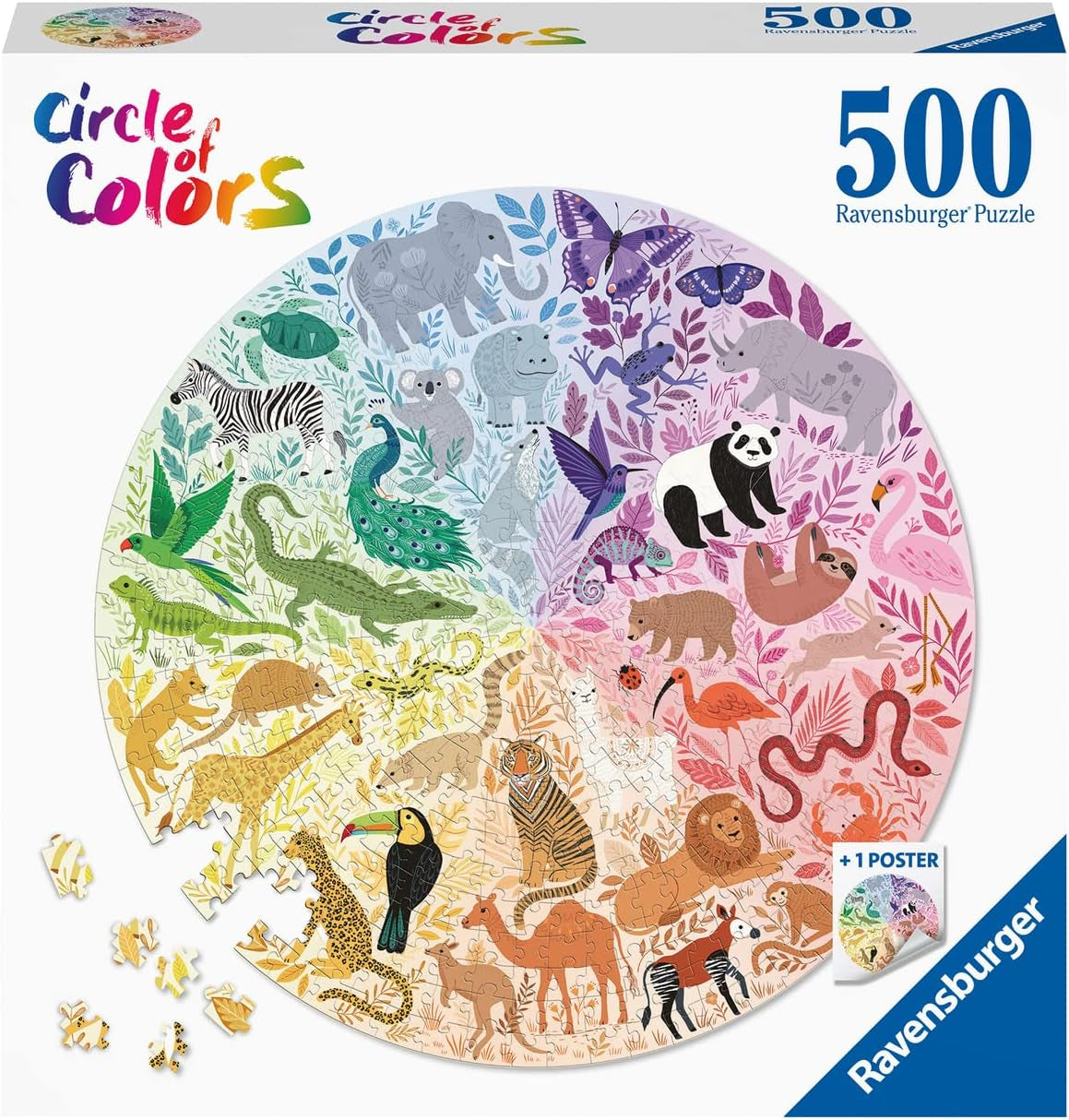 Ravensburger Pussel 17172 Cirkel av färger - Djur 500 bitar Pussel Naty Shop Standardtitel