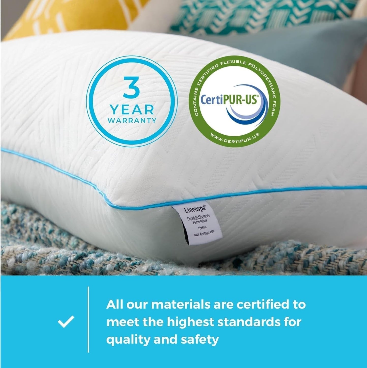 Linenspa White Standard Gel Memory Foam Kudde Naty Shop Standard Kuddar