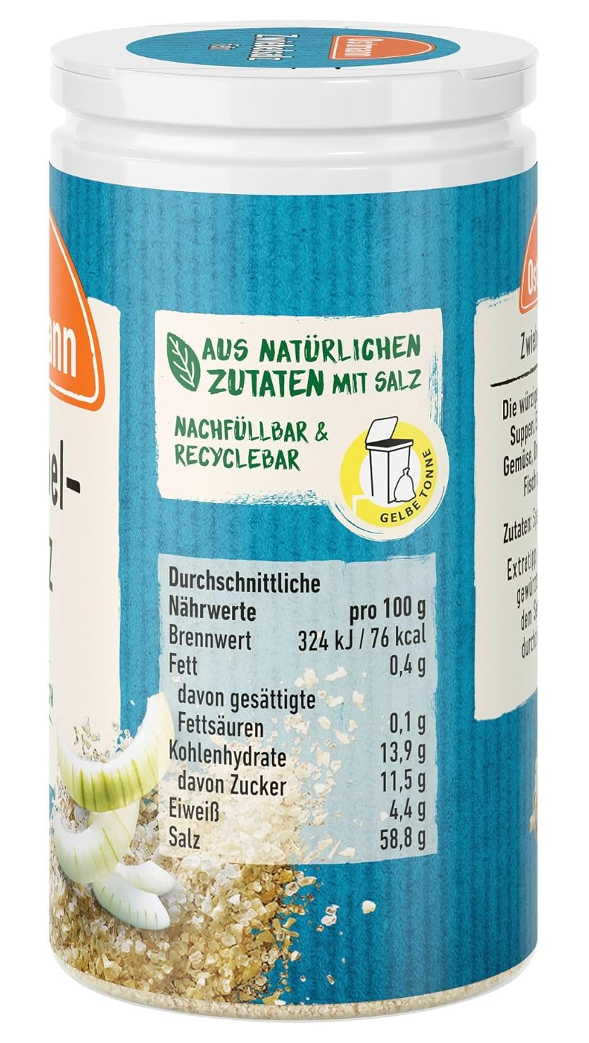 Ostmann Gewürze - Zwiebelsalz | Återvinningsbar & återvinningsbar Verpackung | 60 g i Der Streudose
