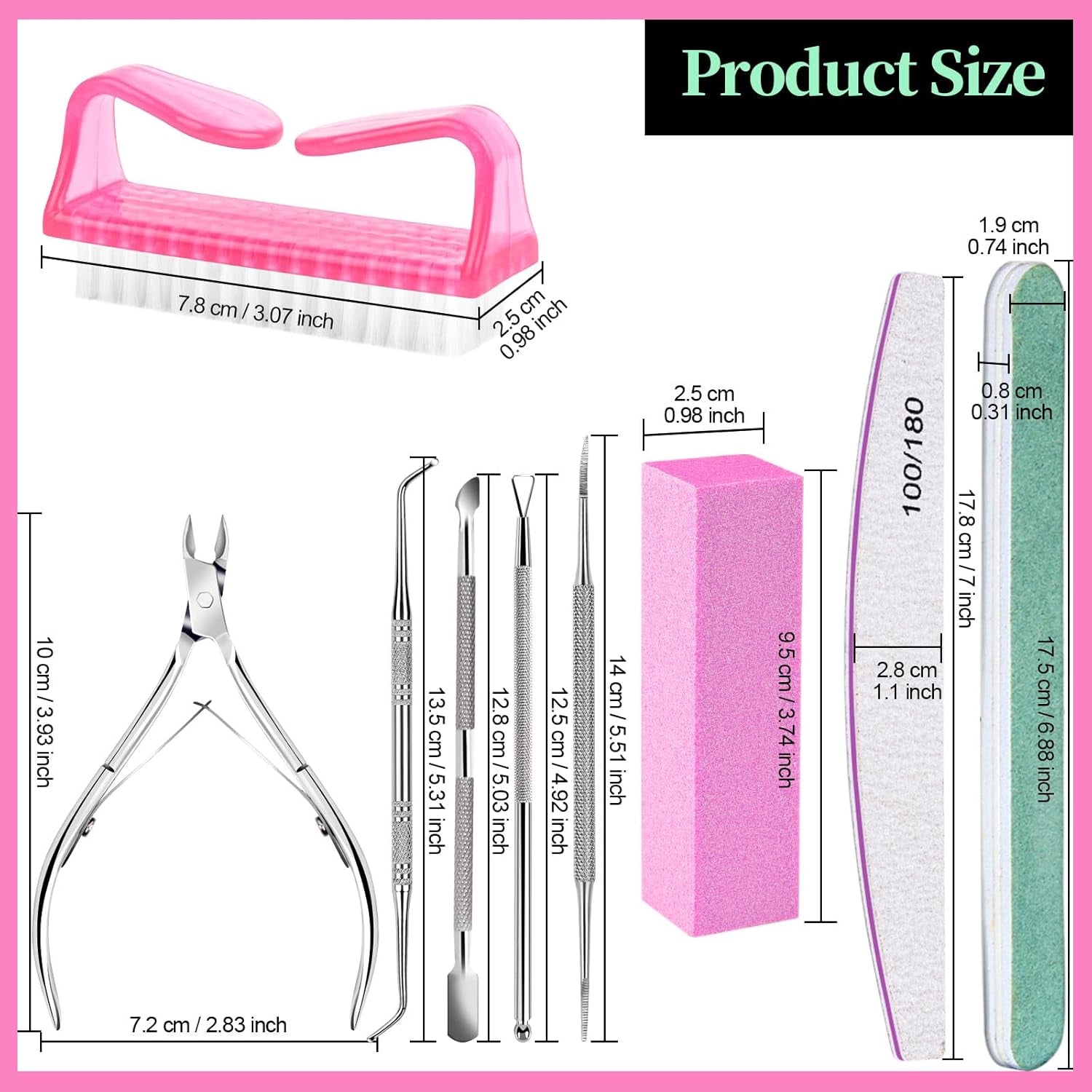 FANDAMEI Manikyr Set, Buffer Für Nägel, Nagelfeile 100/180, Nagelfeilen Für Gelnägel, Nagelhautschieber, Buffer Für Gelnägel, Feilen Für Gelnägel, Nagelzange, Nagelfeilen Set, Maniküre & Pedikyr Set