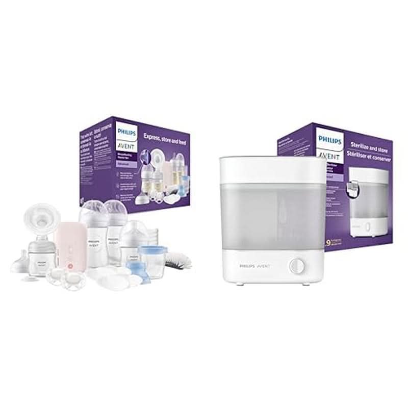 Philips Avent elektrisk bröstpump, presentset Tillbehör Mat och amning Baby Naty Shop-paket med sterilisator Avent bröstpump