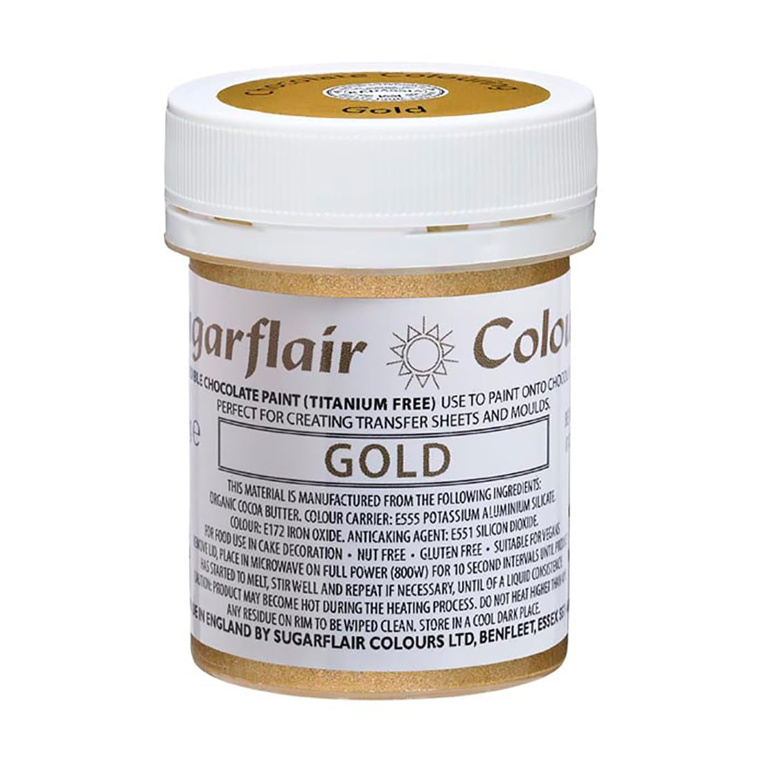 Matfärg Sugarflair Chocolate Gold - Färgat ekologiskt kakaosmör, chokladfärg för färgning av choklad, praliner - 35 g