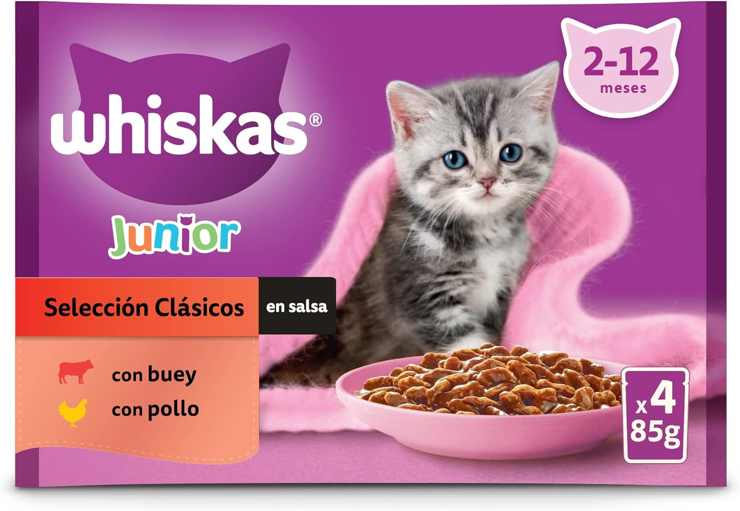 Whiskas Junior Classic våtmat för katter, 13 x 4 x 85 g