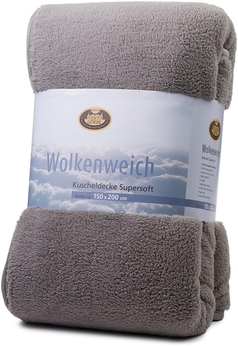 Gözze - Molnmjukt kramfilt, fårskinnsimitation, 100% polyester (mikrofiber), 150 X 200 Cm - Kameltäcken och täcken Naty Shop silver