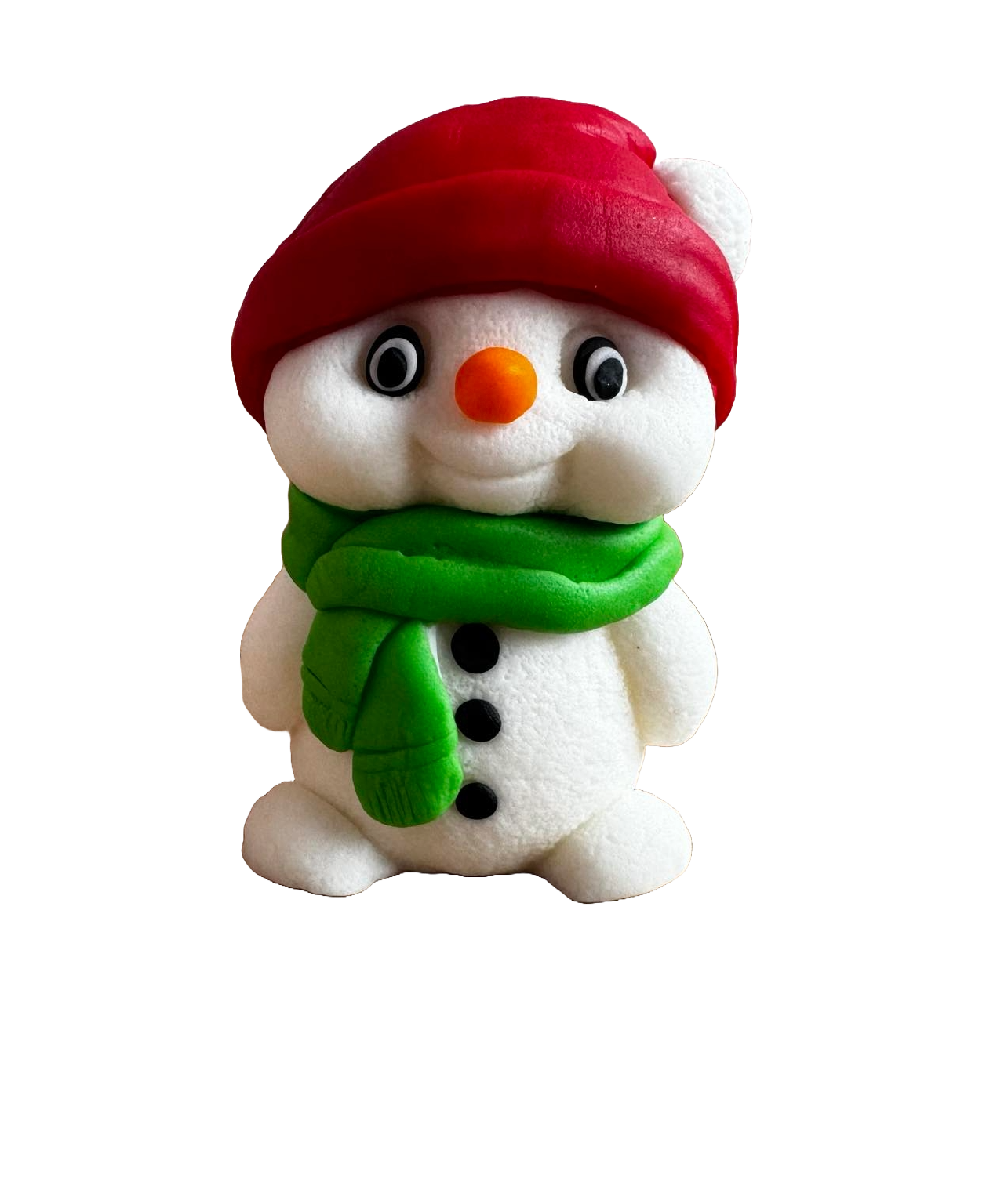 Ätlig sockerpasta dekoration, Snögubbe med grön halsduk Sugar Paste Decorations Naty Shop