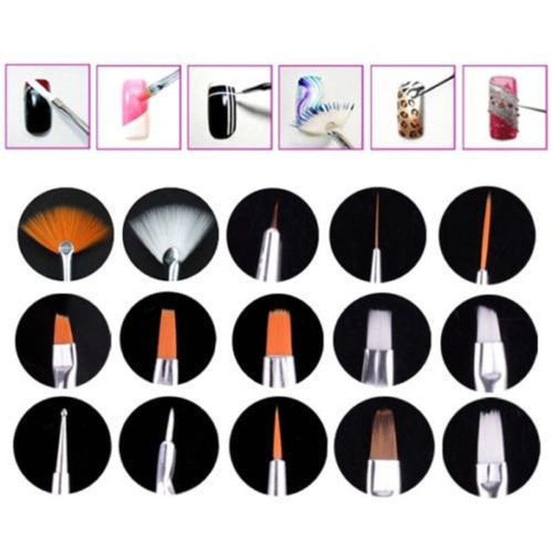 ® 20 X Professionella nagelborstar, gel, målarborstar, konstnärsborstar, franska nagelborstar, verktygsset med spetsiga spetsar, för nageldesign, målning, prickmönster, etc., med påse