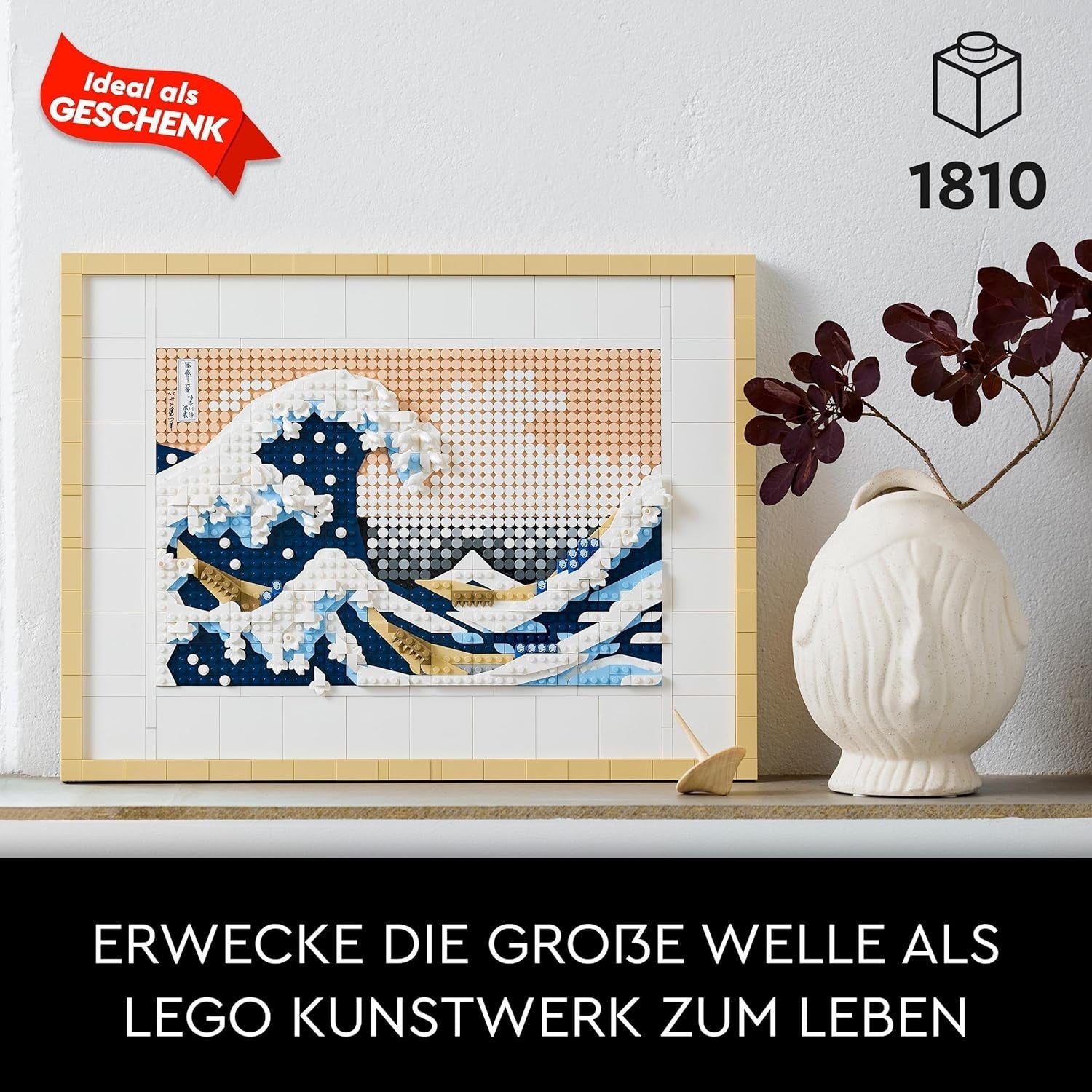 LEGO 31208 Art Hokusai - The Great Wave 3D japanska väggdekorationer Hantverksset Inramad havsduk Vuxenhobbyer DYI Hemkontorsdekorationer Byggsatser Besuche den LEGO-Store
