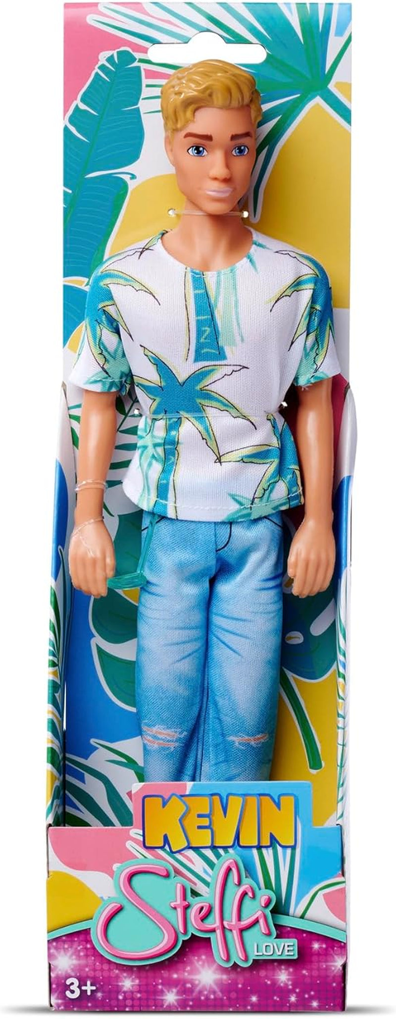SIMBA 105733729 Steffi Love Kevin Play Doll Bär Palm Print Top och Coola jeans Inklusive solglasögon 30cm Ålder 3+ Naty Shop Dolls Standardtitel
