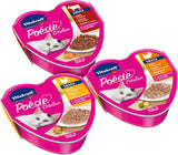 Vitakraft Poésie Création, Tender Selection, Våt kattmat, Våt kattmat i sås, med kyckling, med kalkon, med nötkött, utan tillsatt socker och flingor (1 förpackning om 6 x 85g)