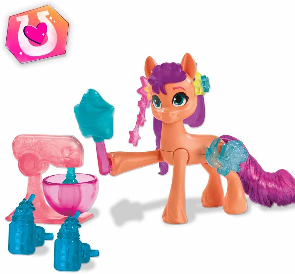My Little Pony - Discover Your Sparkle Pony: Beauty Mark Magic Sunny Starscout, Ponny från hov till hjärta 7,5 cm, Ålder 5+, F5250, Flerfärgad