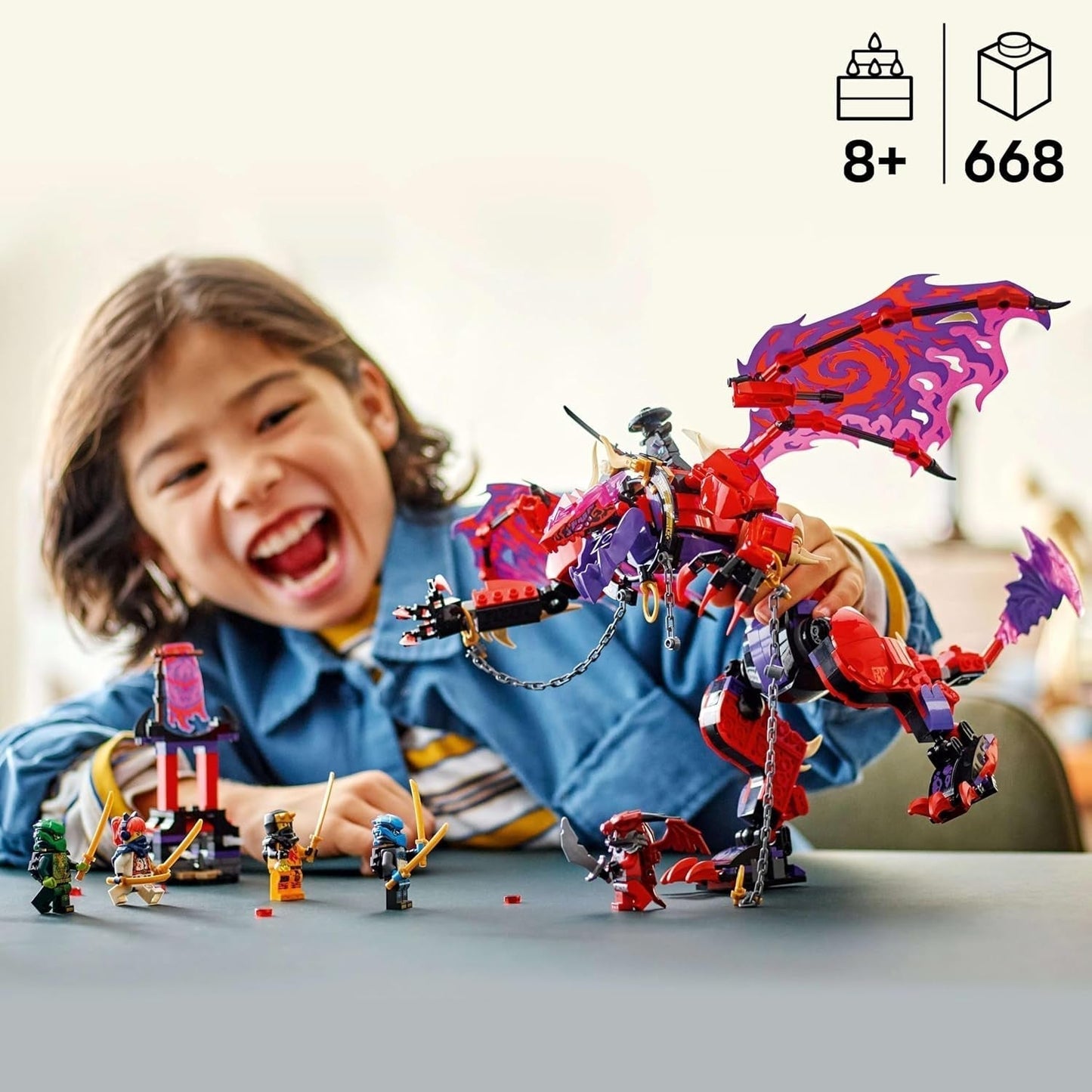 LEGO NINJAGO Chaos Dragon Thundertooth - Leksak med 6 Ninja-minifigurer - Rollspelande byggset för pojkar och flickor i åldern 8+ - Presenter till Rise of the Dragons TV-seriefans 71832 Byggset Beuche den LEGO-Store