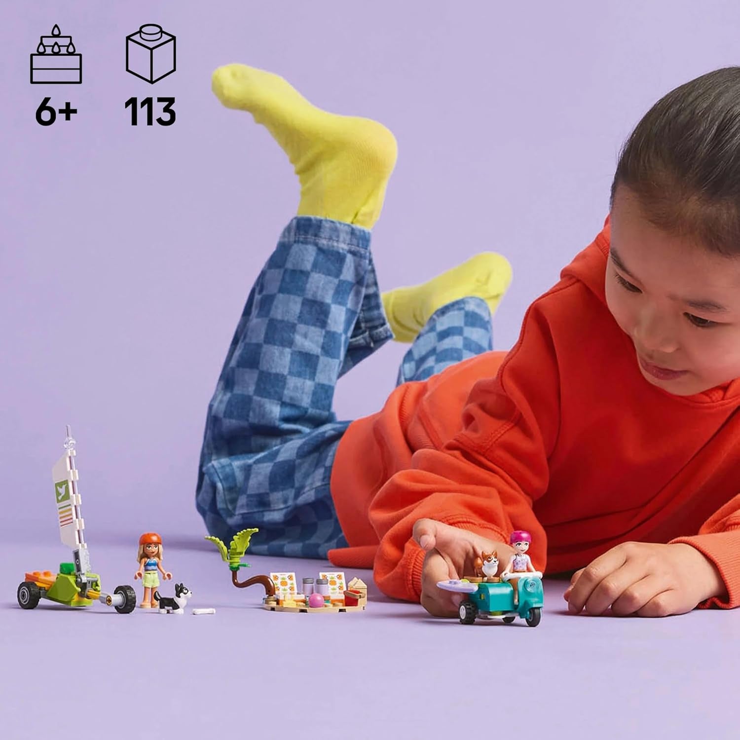LEGO Friends Beach Adventure med hundar Byggleksak för flickor 6 år gamla djurlekset med 2 minifigurer och 2 corgifigurer Kreativa barngåva Surfbräda Äventyrsbyggset 42641 Byggset Besuche den LEGO-Store