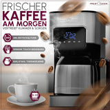 Kaffemaskin Profi Cook | 8-10 koppar | Timer | Sensor Touch-kontroller | 1,2 liter dubbelvägg termokanna | Smakförsegling | Kaffebryggare med filter i rostfritt stål | PC-KA 1191