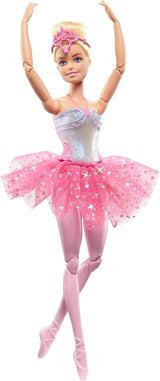 Barbie Dreamtopia Magic Ballerina Doll med ljus, rosa tutu och blont hår, 5 ljus- och ljudeffekter, positionerbar Barbie, 3+, HLC25