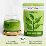 Lebepur BIO Matcha-pulver 100G - Premiumkvalitet från Japan Inga tillsatser - 100 % rent grönt tepulver för Matcha Latte, Matcha-te, grönt te, smoothie - japanskt grönt te