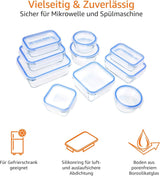 Amazon Basics matbehållare i glas med lock 20-pack (10 behållare + 10 lock) BPA-fria klarblå matförvaringslådor Naty Shop