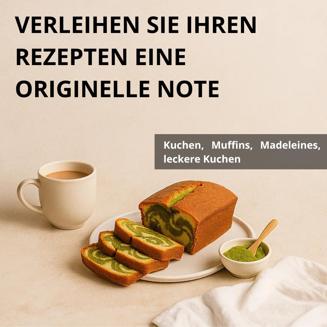 | Matcha ekologiskt pulver 100 g | Grönt te Matcha Powder Ceremoniell Grade | 100 % naturlig och premiumkvalitet | Avgiftande te | Kompatibel med Matcha set, skaft, skål och glas.
