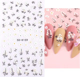 JMEOWIO 3D Nagelsticker Frühling Blumen 5 Blatt Nagelaufkleber 5D Stereoskopisk Selbstklebend Bunte Blüte Nail Art Sticker Dekoration Nageldesign Zubehör