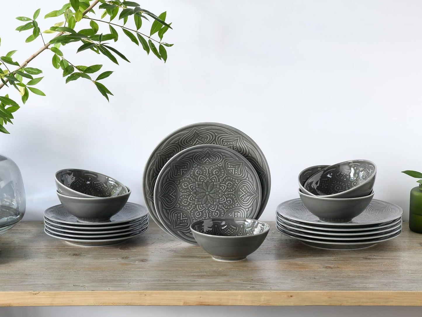 CreaTable, 21627, Orient Mandala-serien, 18-delad servisset, porslinstallrikar, diskmaskin och mikrovågssäker, tillverkad i Europa
