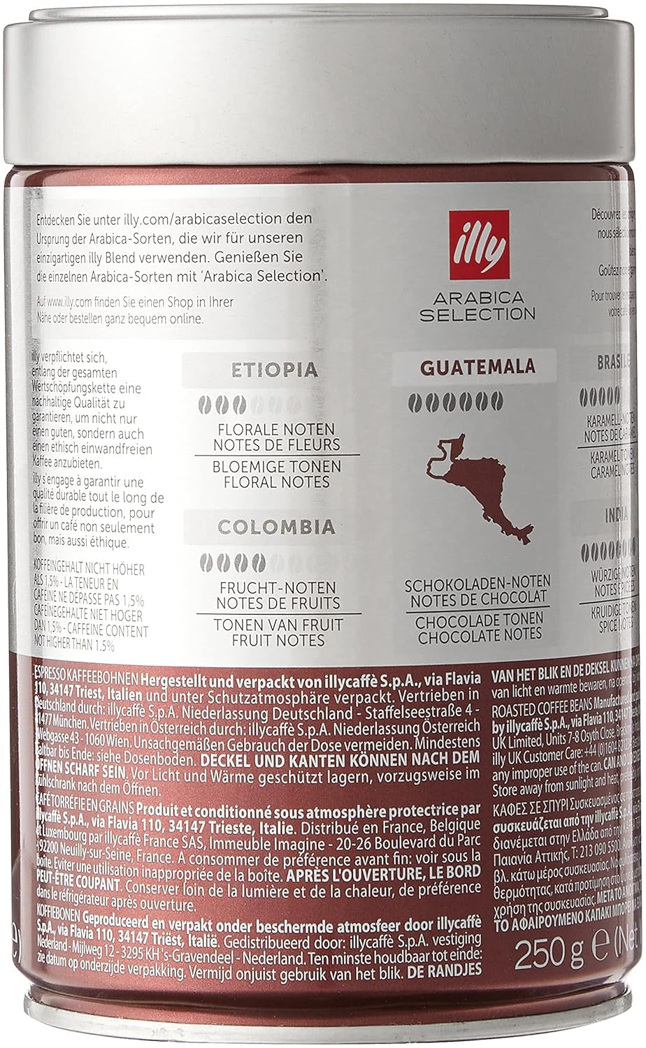 illy kaffebönor, urval av Arabica kaffebönor, Guatemala, förpackning om 6 (6 x 250g)