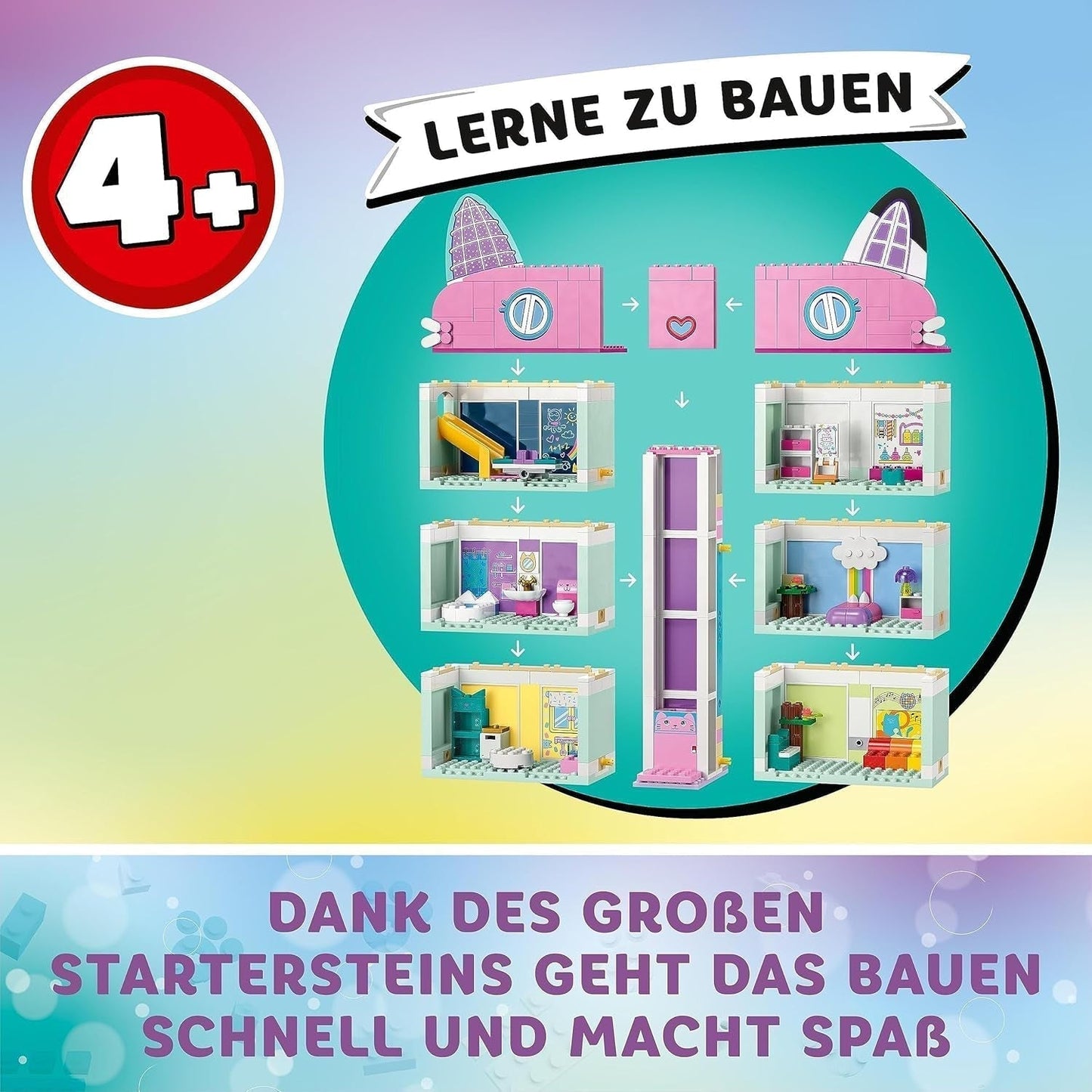 Lego 10788 Gabbys dockhusleksaksset, 8 rum och 4 våningar Gabbys dockhusleksak med Pandi, Meerkat, Kuchifigurer och tillbehör, present till 4-åriga flickor, pojkar och barn Byggset Besuche den LEGO-Store