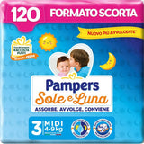Pampers Sun and Moon Midi-blöjor, stl 3 (4-9 kg), 120 blöjor