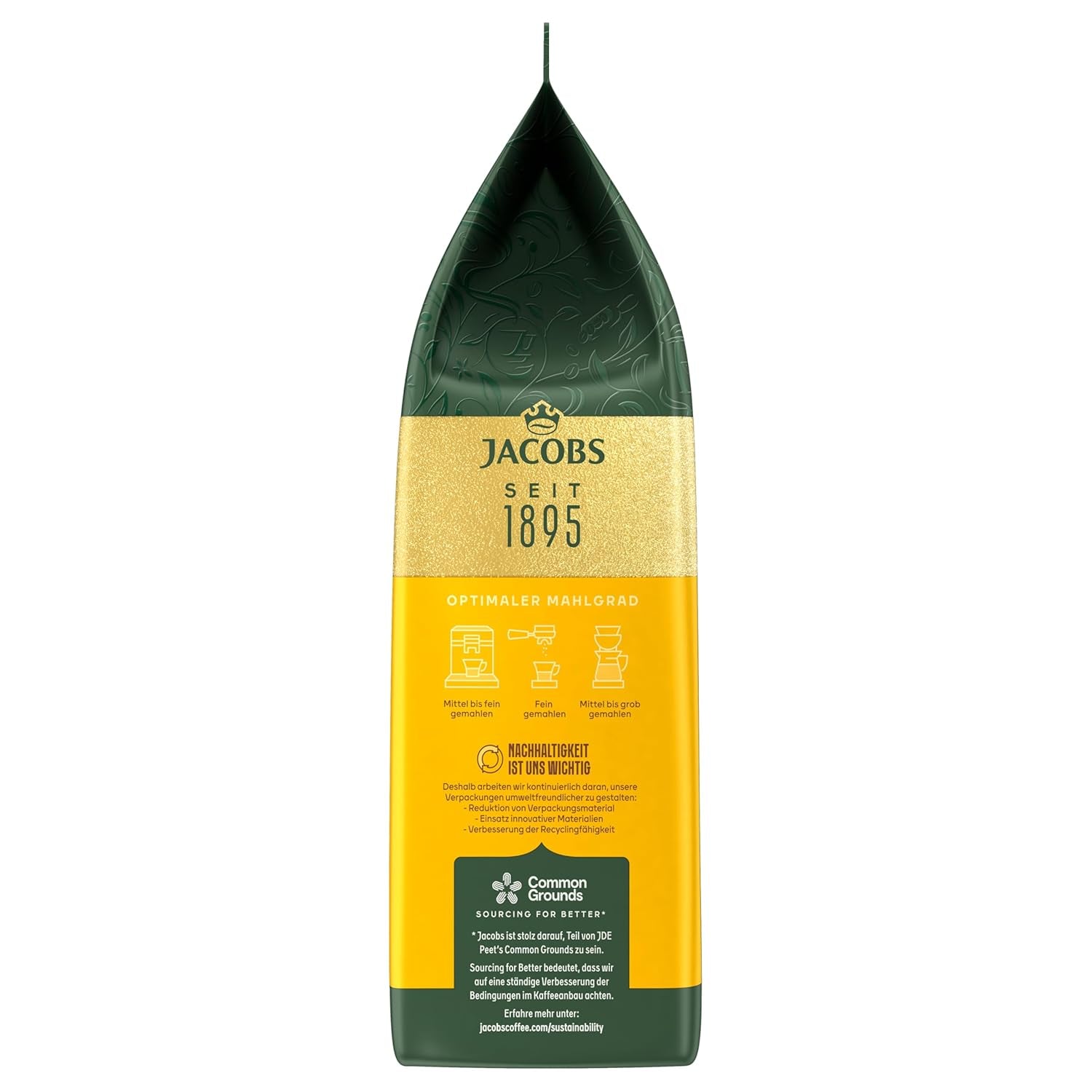 Jacobs Kaffeebohnen Café Crema Gold, vollmundig & fruchtig, geröstet i Bremen, Intensität 5/10, Kaffee ganze Bohnen, 1 kg