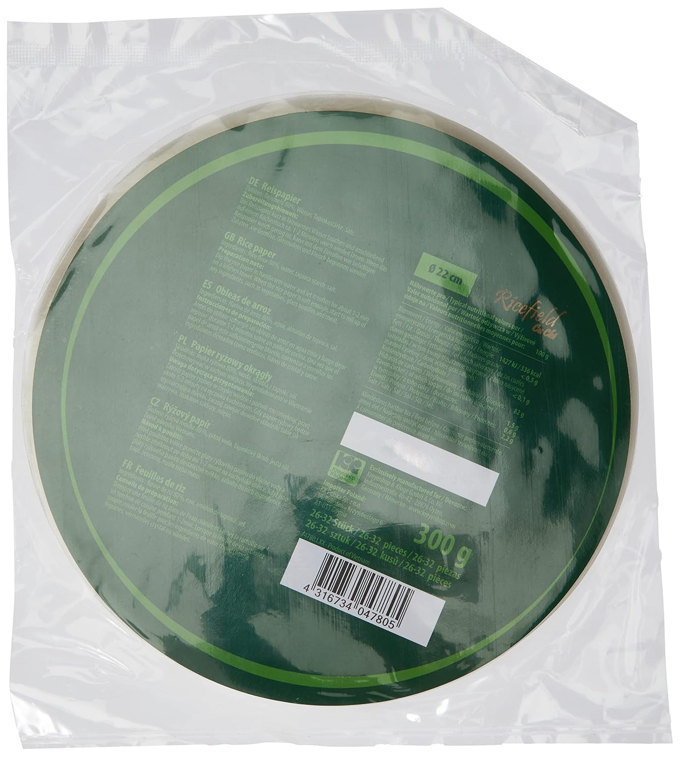 Ricefield Rice Paper, Round, 22cm, 1 Pack (300g)
