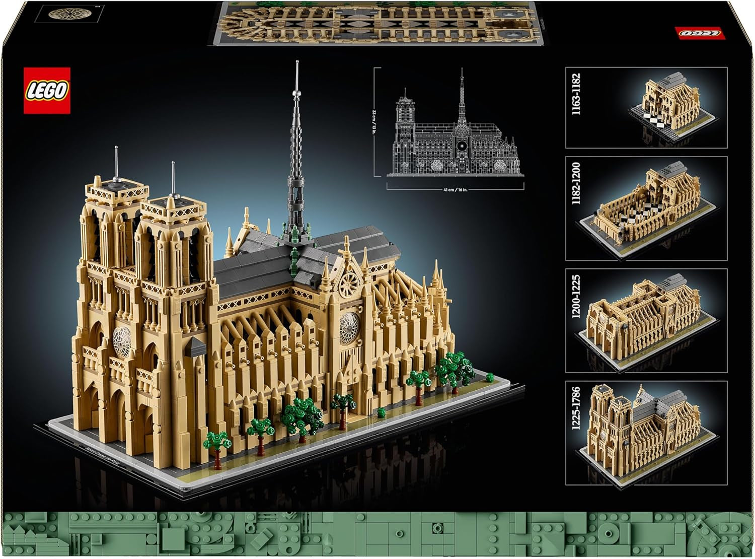 LEGO Architecture Notre-Dame De Paris, Samlarföremål för vuxna, Frankrike Souvenir, Present för kvinnor, män, Globetrotters och alla historieentusiaster, Arkitektonisk modell 21061 Byggset Besuche den LEGO-Store