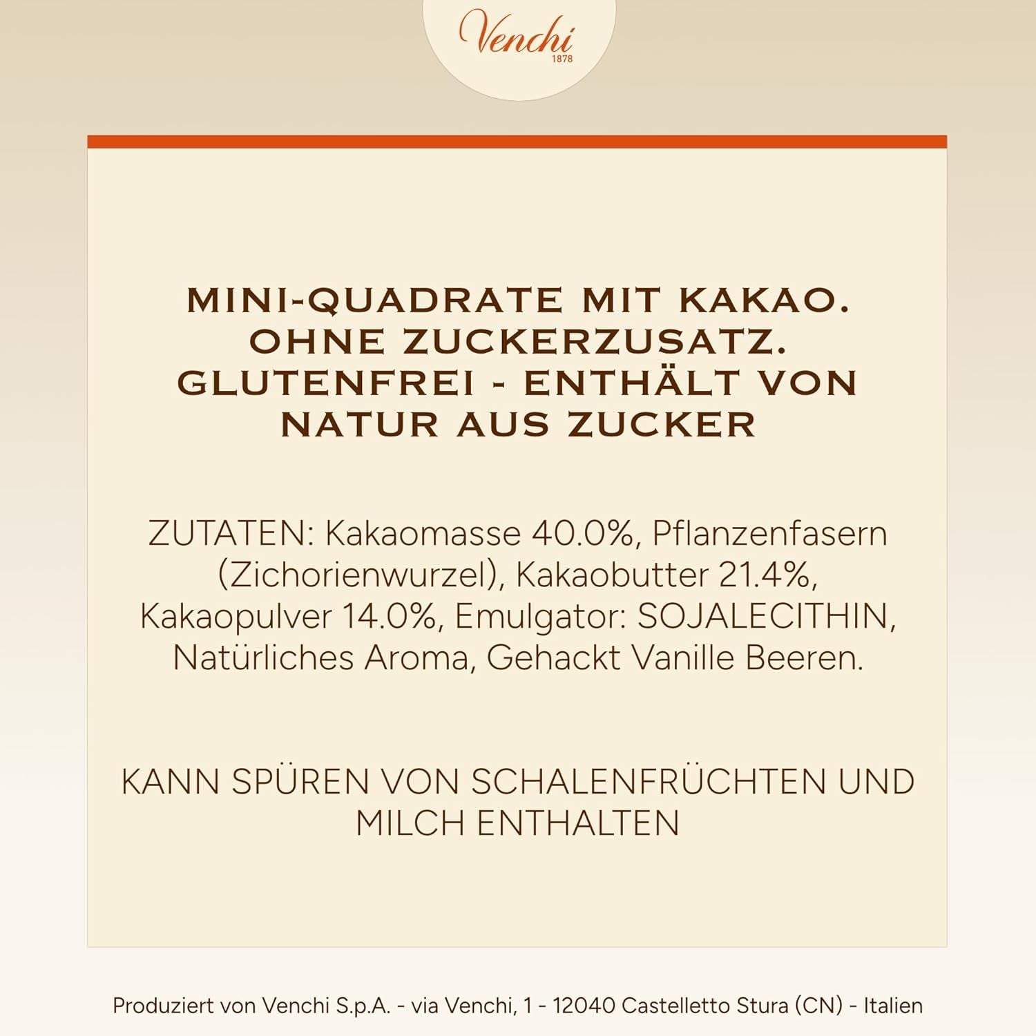 Venchi – Granblend Extra Black 75 % INGEN tillsatt socker, 1 kg – INGEN konstgjorda sötningsmedel – Glutenfri – Vegansk
