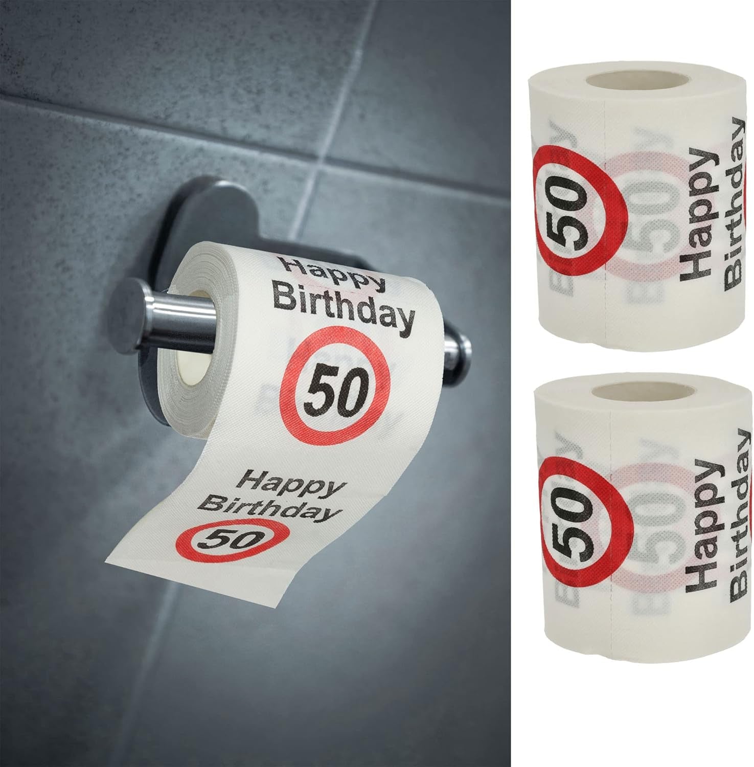 Set med 4 toalettpapper "Grattis på 40-årsdagen" │40-årsdagen 24 meter 2-tyger 180Gr/Qm │ Toalettpappersmotiv toalettpapper (4 x toalettpapper 40)