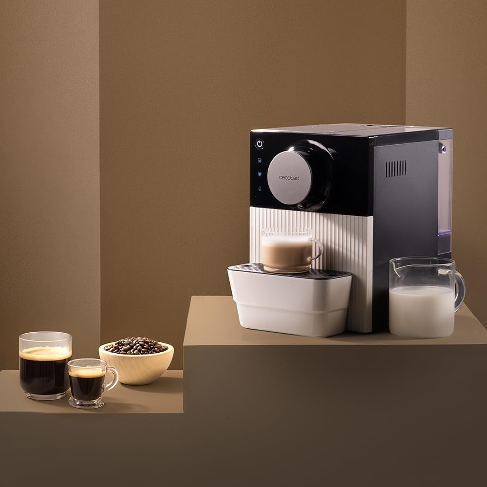 Cecotec Cremmaet Cube kompakt espressomaskin, 1350 W, presssystem 10 g, förinfusionssystem, 19 bar, termoblocksystem, 5 malinställningar, touchkontrollpanel