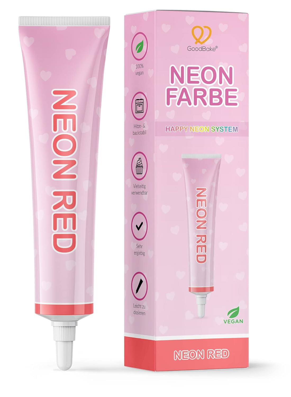 Goodbake Neonlebensmittelfarben 6 Farben Set – Intensiv Lebensmittelfarbe – Lebensmittelfarbpaste – Zum Einfärben Von Torten, Fondant, Buttercreme Uvm. – 100 % vegansk Naty Shop Neon Rot
