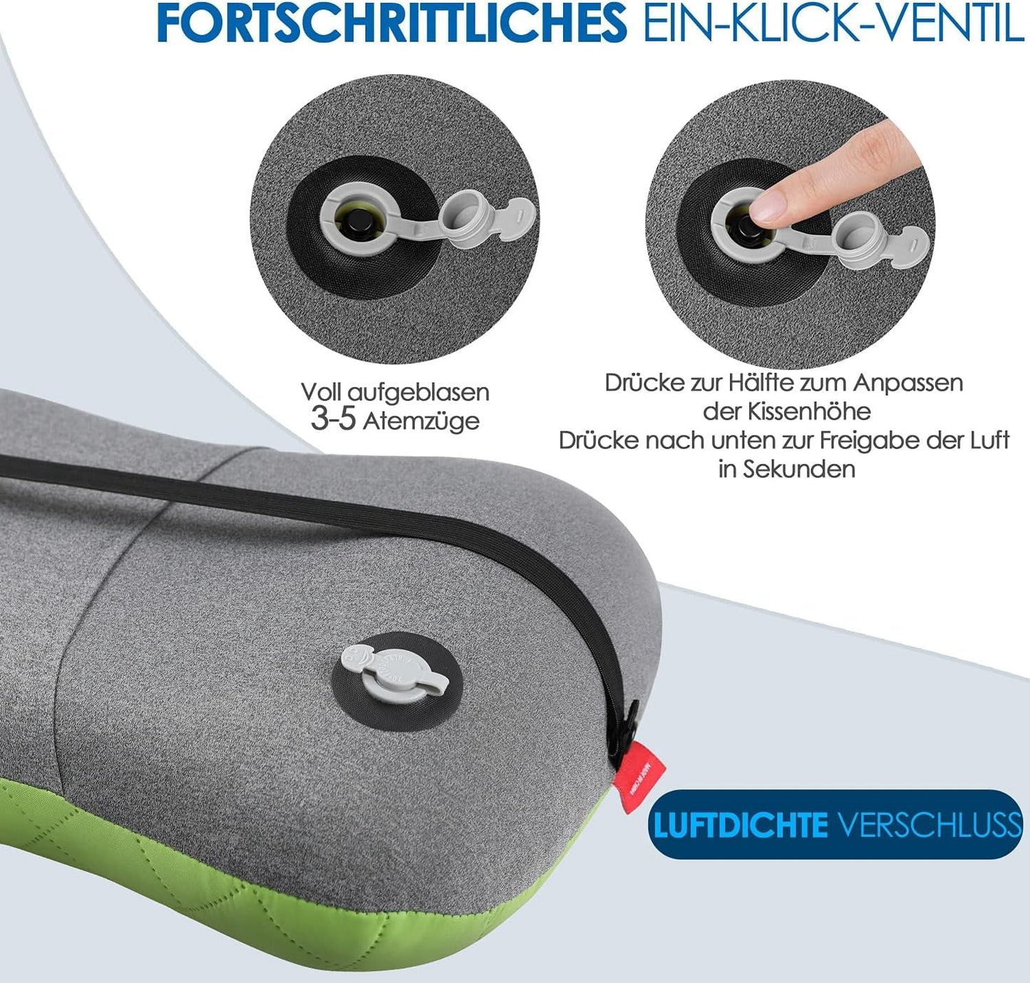 HIKENTURE Pernă gonflabilă de camping / călătorie cu față de pernă detașabilă, pernă ergonomică, pernă confortabilă pentru gât pentru călătorie / exteriör, pernă gonflabilăde ... găttor călătorie Perne ortopedice cervicale Naty Shop
